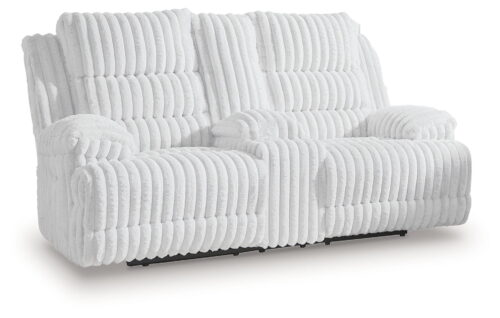 Rhines Falls - Alloy - Double Reclining Power Loveseat With Console
