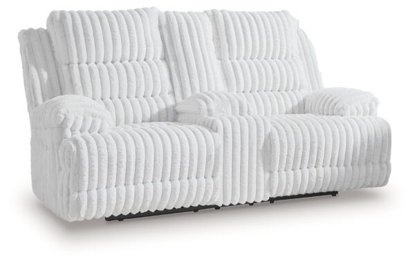 Rhines Falls - Alloy - Double Reclining Power Loveseat With Console