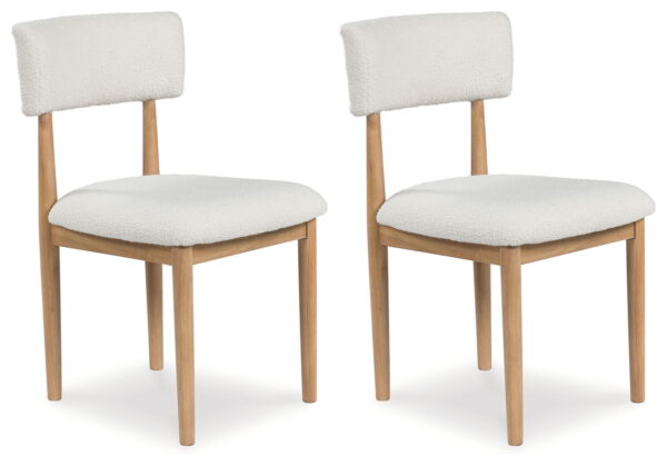 Sawdyn - White / Light Brown - 5 Pc. - Round Dining Room Table, 4 Side Chairs - Image 2
