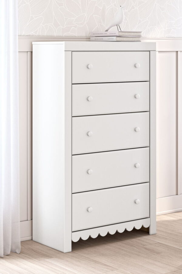 Mollviney - White - Five Drawer Chest - Image 3