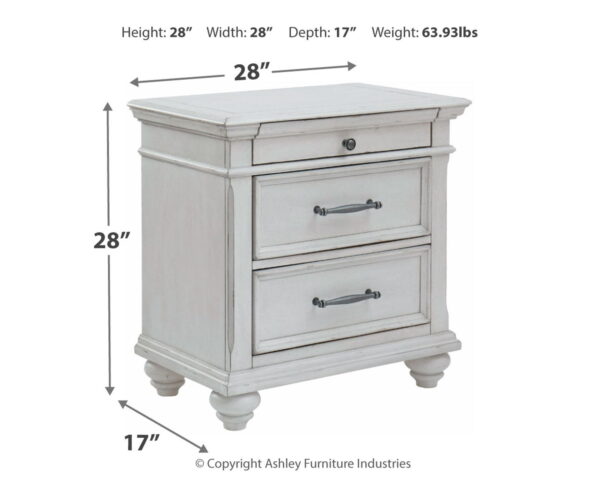 Kanwyn - Whitewash - Three Drawer Night Stand - Image 2
