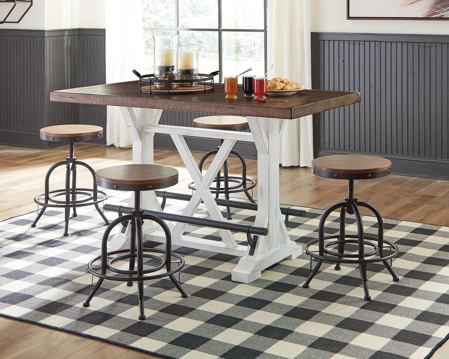 Valebeck - White / Brown - Rectangular Dining Room Counter Table - Image 2