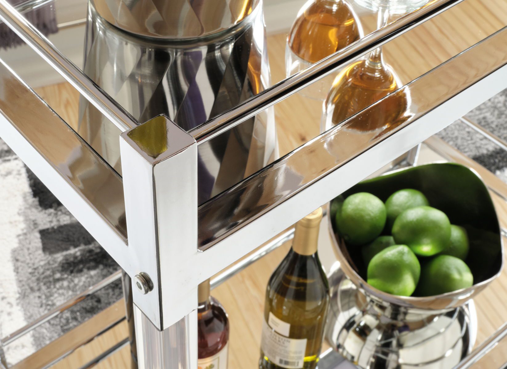 Chaseton - Clear / Silver Finish - Bar Cart - Image 3