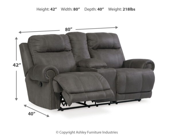 Austere - Gray - DBL Rec Loveseat w/Console - Image 2