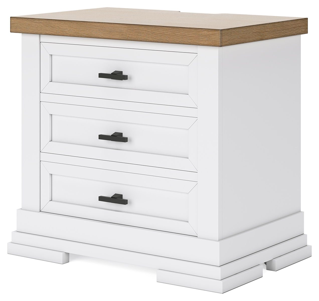 Ashbryn - White / Natural - Three Drawer Night Stand - Image 2
