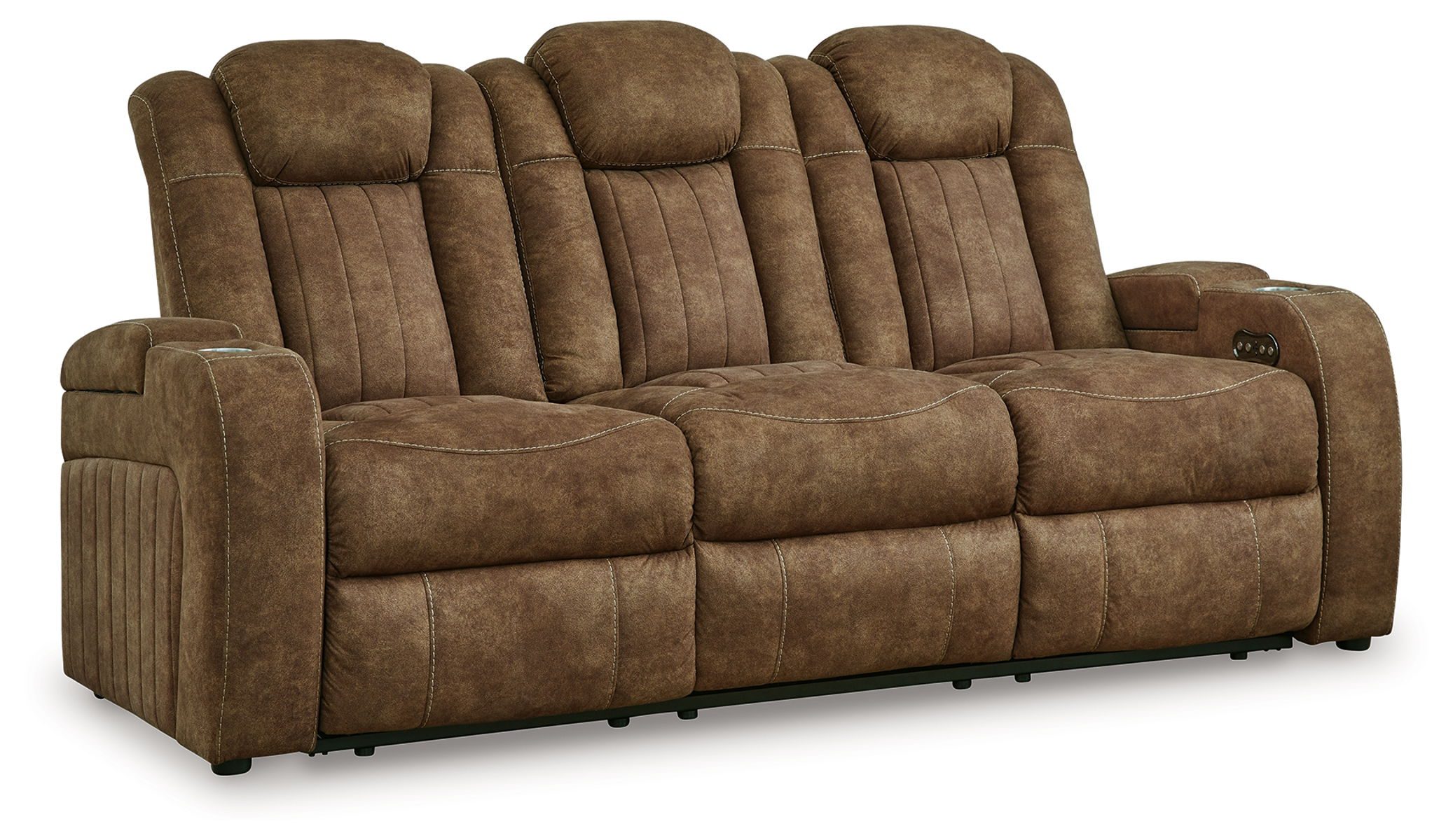 Wolfridge - Brindle - 2 Pc. - Power Reclining Sofa, Power Reclining Loveseat With Console - Image 4