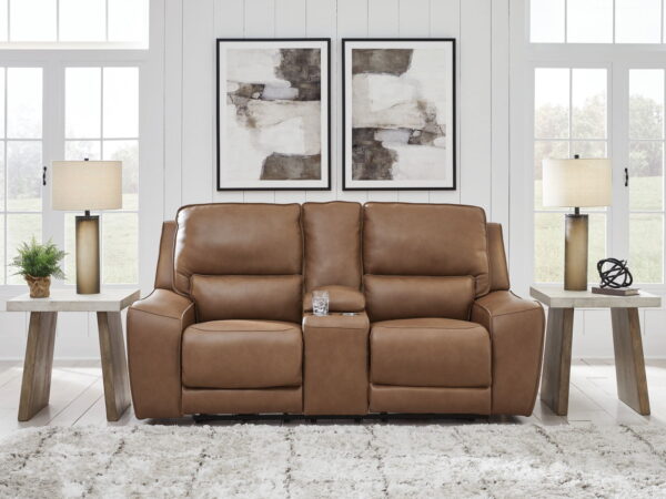 DeepWakes - Caramel - Power Reclining Loveseat / Console / Adjustable Headrest - Image 4