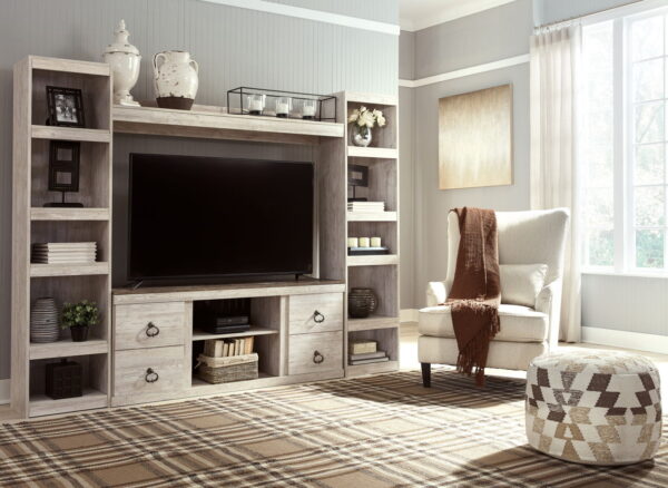 Willowton - Whitewash - 4-Piece Entertainment Center - Image 3