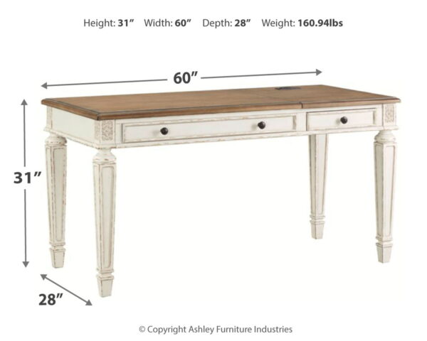 Realyn - White / Brown - Home Office Lift Top Desk - Image 3