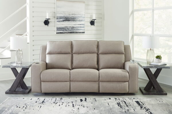 Lavenhorne - Pebble - Rec Sofa W/Drop Down Table - Image 2