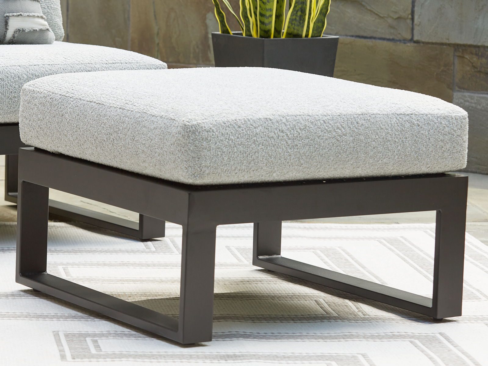 Beachloft - Black / Gray - Ottoman With Cushion - Image 3