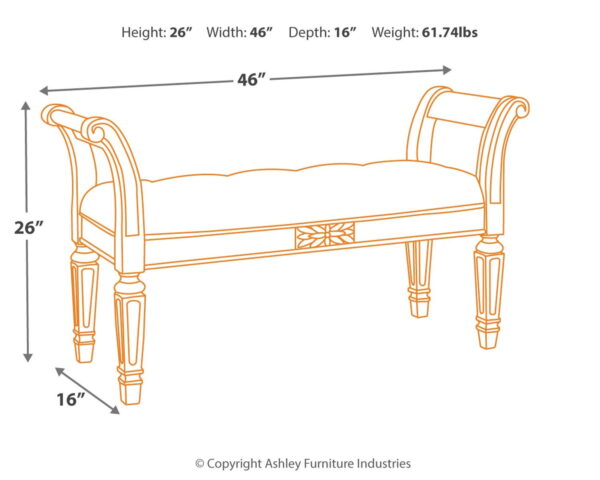 Realyn - Antique White - Accent Bench - Image 2