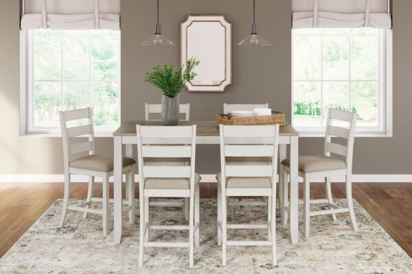 Skempton - White / Light Brown - Counter Height Dining Table and Bar Stools (Set of 7) - Image 3