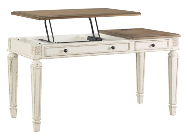 Realyn - White / Brown - Home Office Lift Top Desk - Image 4