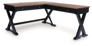 Wildenauer - Brown / Black - Home Office Desk And Return