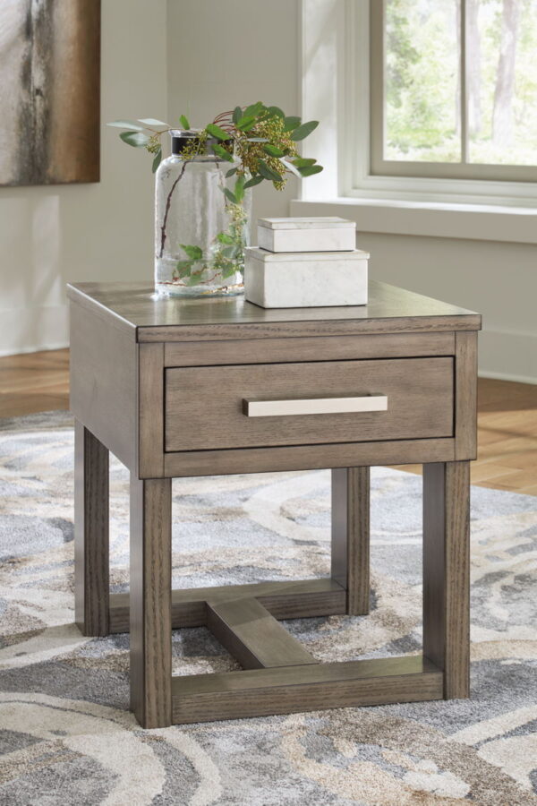 Loyaska - Grayish Brown - Rectangular End Table - Image 3