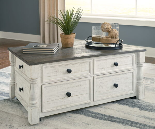 Havalance - White / Gray - Lift Top Cocktail Table with Storage Drawers - Image 4