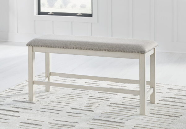 Robbinsdale - Antique White - Dbl Counter Height Upholstered Dining Bench - Image 4