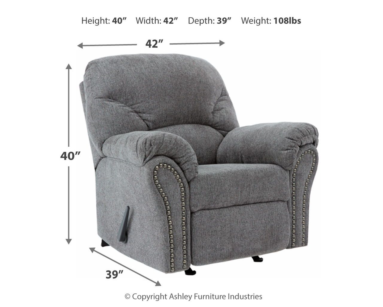 Allmaxx - Pewter - Rocker Recliner - Image 2