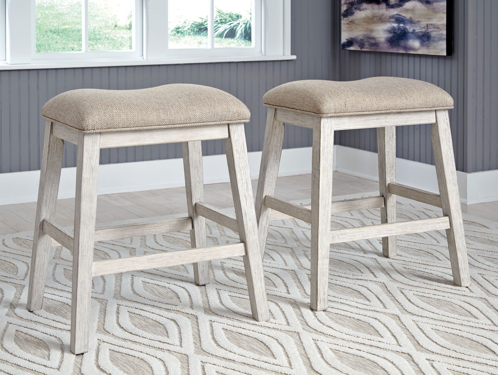 Skempton - White - Upholstered Stool (Set of 2) - Image 3