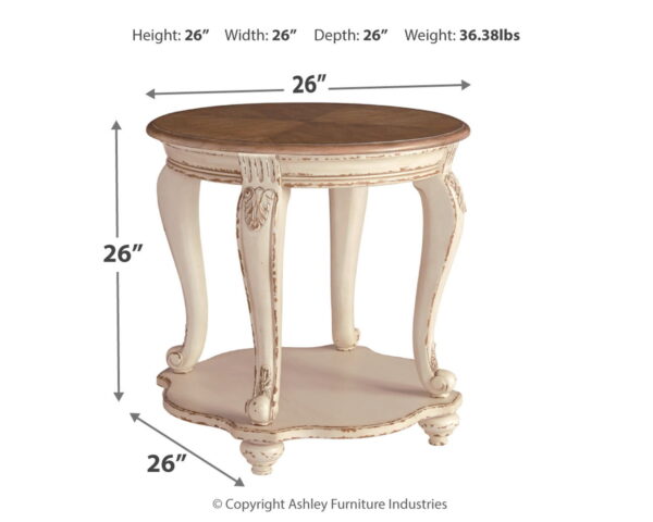 Realyn - White / Brown - Round End Table - Image 4
