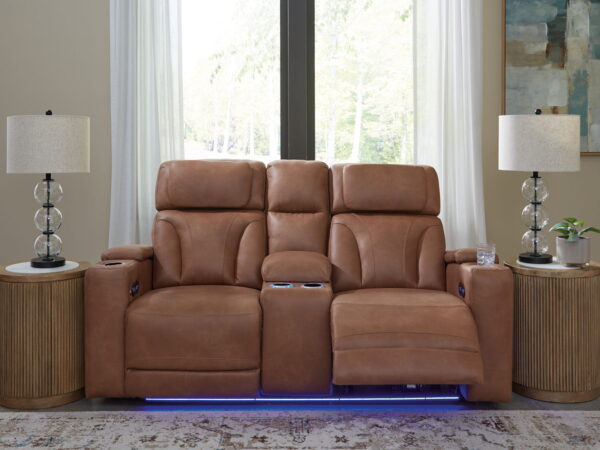 Clean-Slate - Caramel - Power Reclining Loveseat With Console / Adj Headrest - Image 3