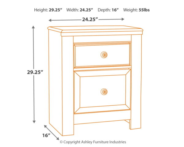 Paxberry - Whitewash - Two Drawer Night Stand - Image 2