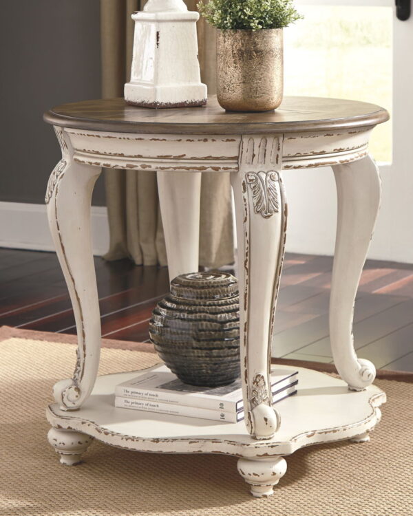 Realyn - White / Brown - Round End Table - Image 3