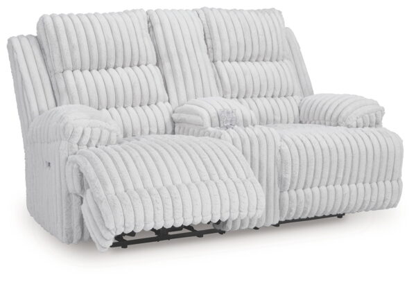 Rhines Falls - Alloy - Double Reclining Power Loveseat With Console - Image 3