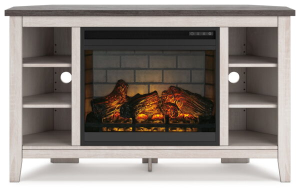 Dorrinson - Corner TV Stand With Fireplace Insert - Image 6