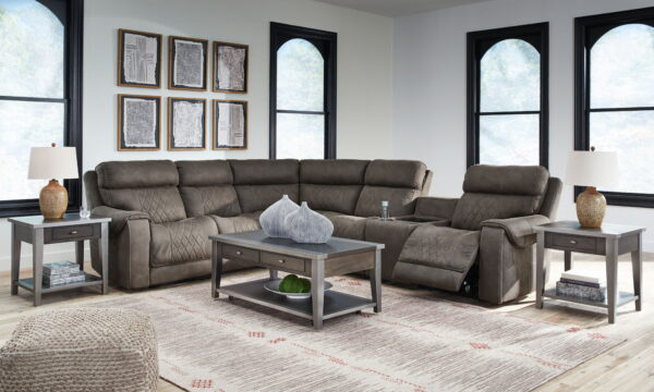 Hoopster - Gunmetal - Zero Wall Power Recliner with Console 6 Pc Sectional - Image 2