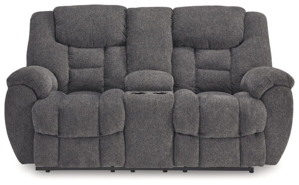 Foreside - Charcoal - Dbl Reclining Loveseat with Console - Image 2