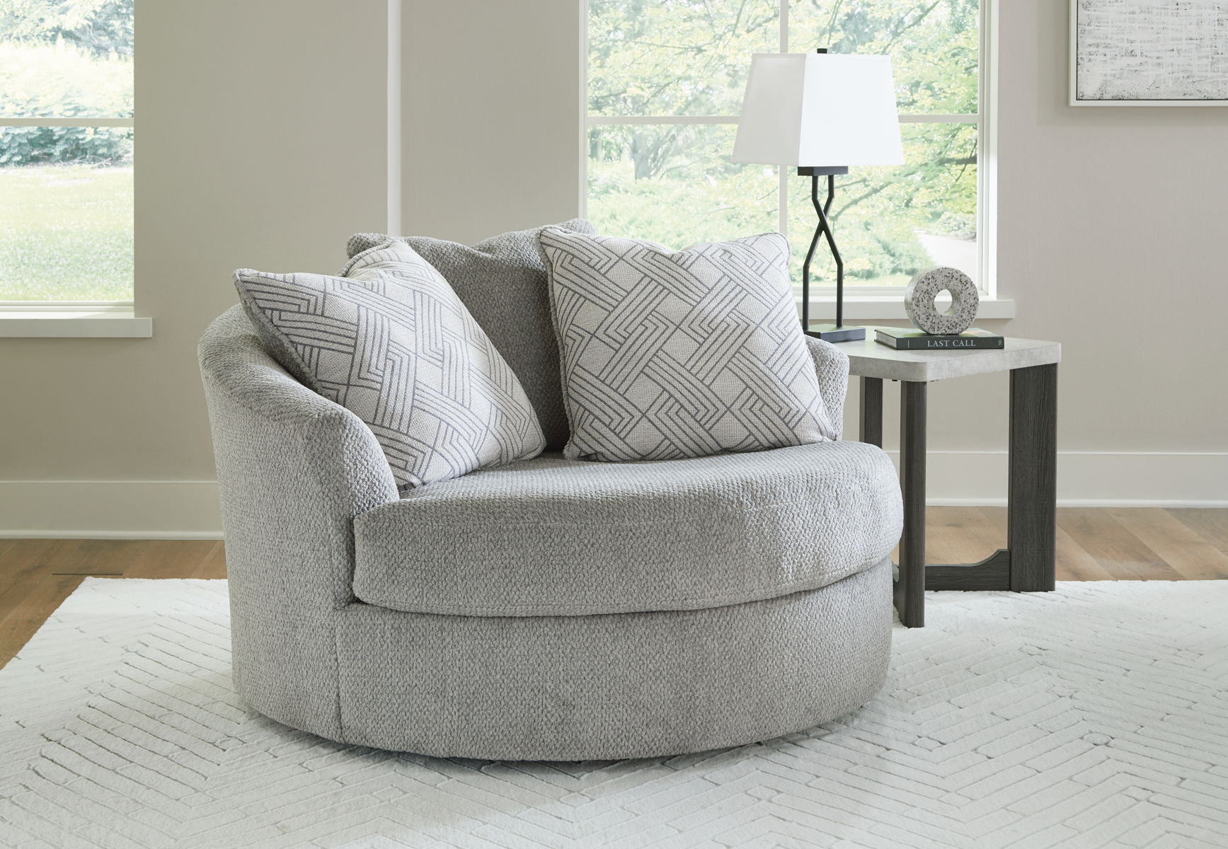 Casselbury - Cement - Oversized Swivel Accent Chair - Image 4