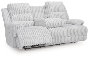 Rhines Falls - Alloy - Reclining Power Sofa With Drop Down Table