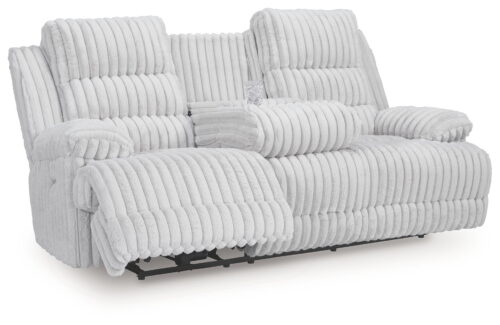 Rhines Falls - Alloy - Reclining Power Sofa With Drop Down Table