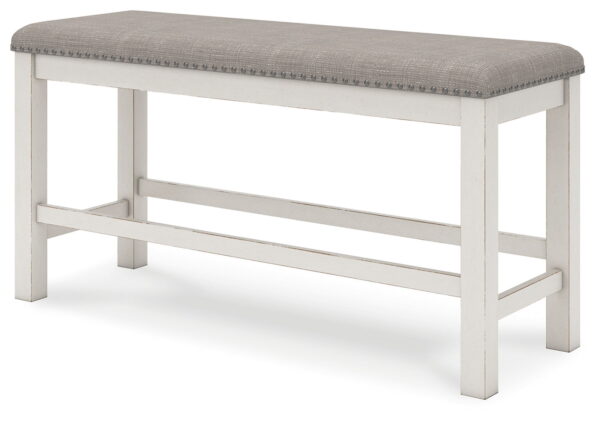 Robbinsdale - Antique White - Dbl Counter Height Upholstered Dining Bench - Image 2