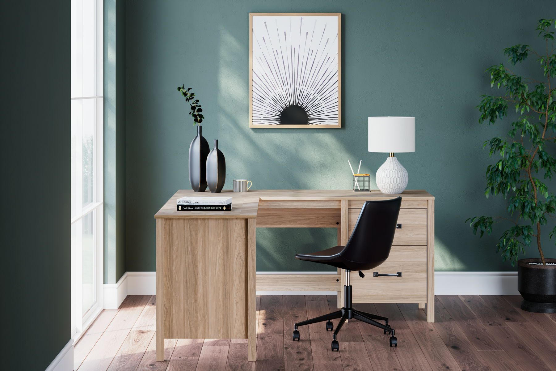 Battelle - Tan - 60" Home Office Desk With Return - Image 2