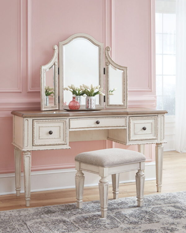 Realyn - White / Brown / Beige - Vanity/Mirror/Stool (Set of 3) - Image 3