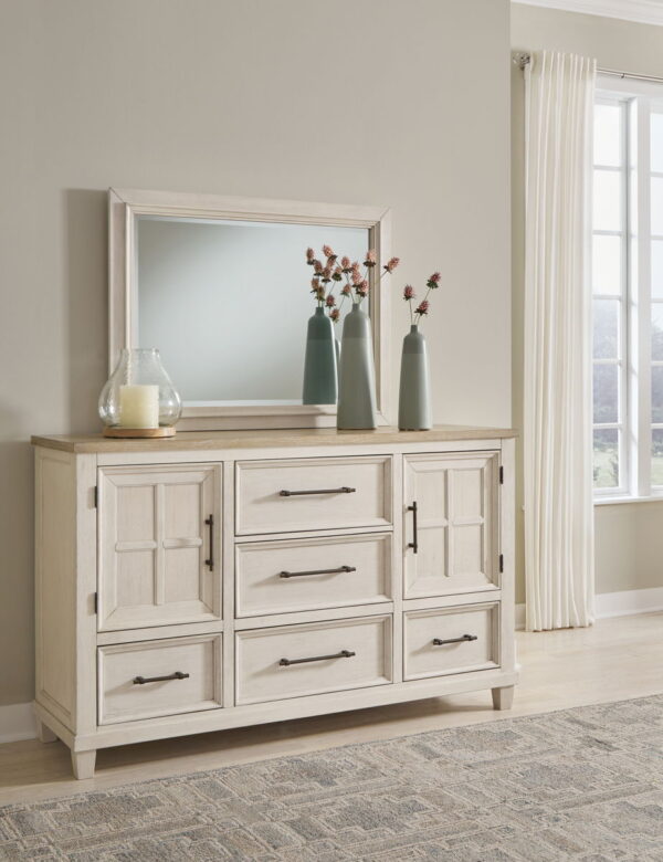 Shaybrock - Antique White / Brown - Dresser And Mirror - Image 3