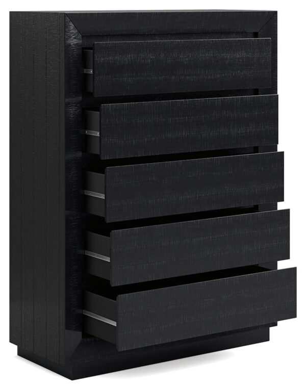 Londer - Black - Five Drawer Chest - Image 2
