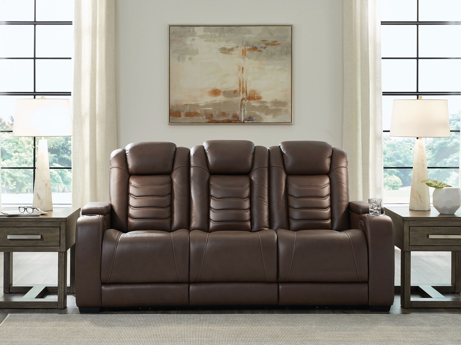 High Impact - Tobacco - Power Reclining Sofa / Adj Headrest - Image 2