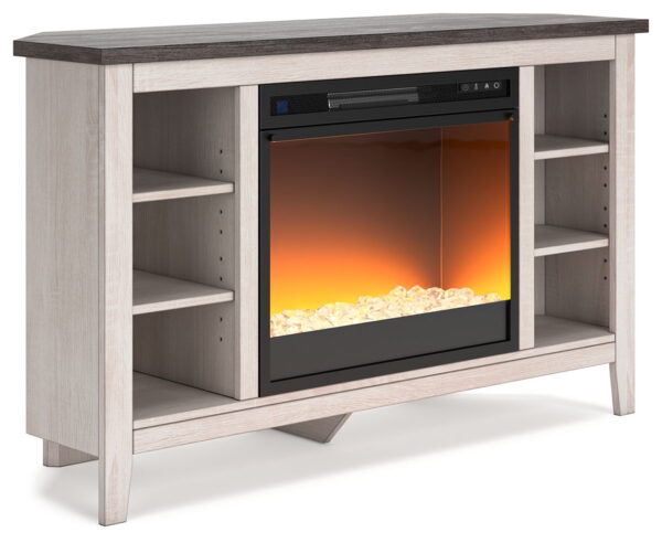Dorrinson - Corner TV Stand With Fireplace Insert - Image 4