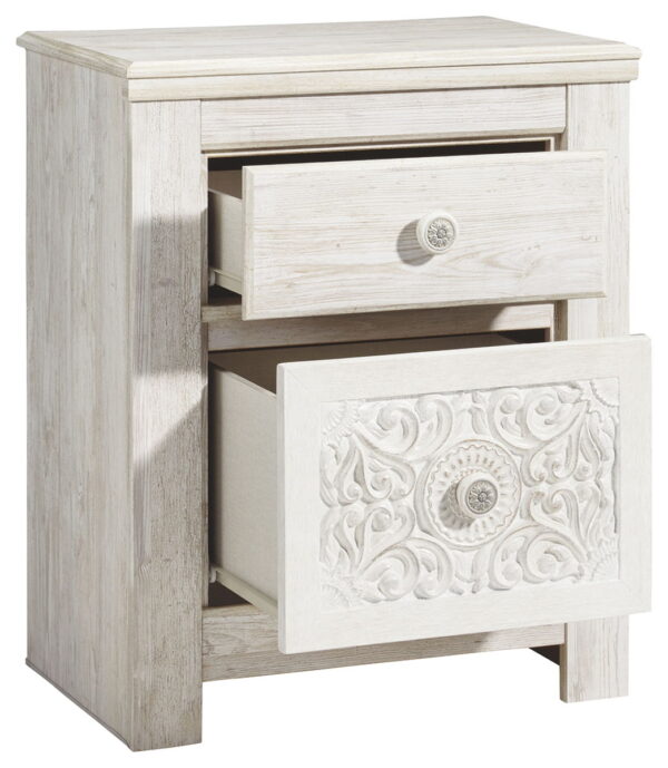 Paxberry - Whitewash - Two Drawer Night Stand - Image 3