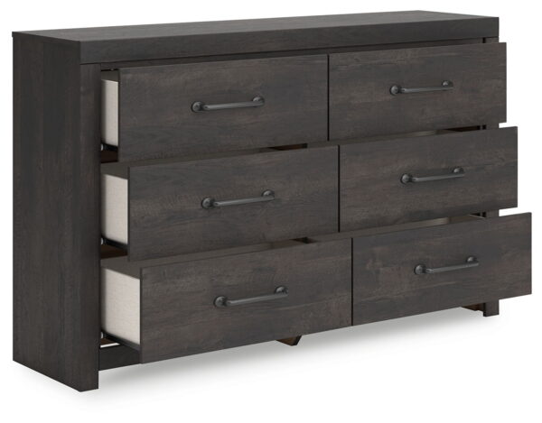 Hollivern - Dark Gray - Six Drawer Dresser - Image 3