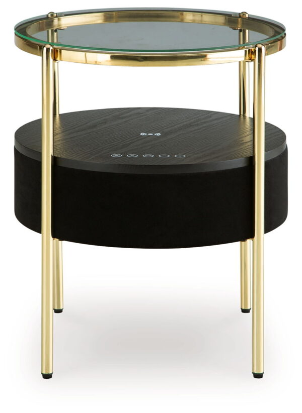 Nedman - Black / Gold Finish - Accent Table With Speaker - Image 3