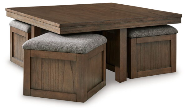 Boardernest - Brown - Cocktail Table With 4 Stools (Set of 5) - Image 2