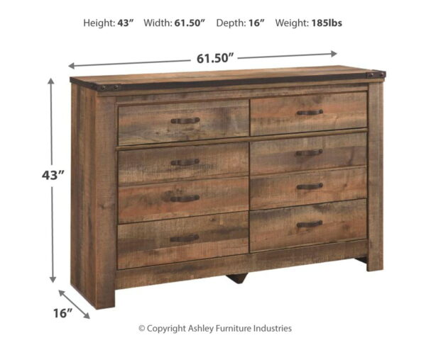 Trinell - Brown Dark - Six Drawer Dresser - 61.34" x 15.98" x 42.99" - Image 2