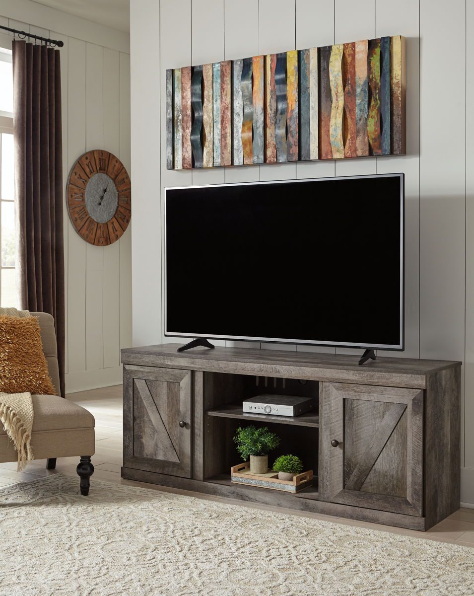 Wynnlow - Gray - TV Stand With Faux Firebrick Fireplace Insert - Image 2
