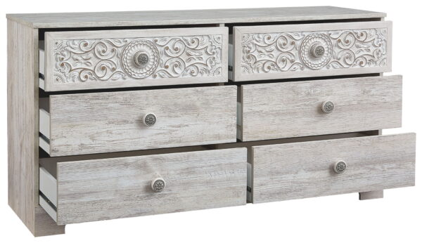 Paxberry - Whitewash - Six Drawer Dresser - Vinyl-Wrapped - Image 3