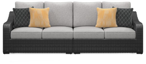 Beachcroft - Black / Light Gray - 2-Piece Outdoor Loveseat with Cushion - Image 2